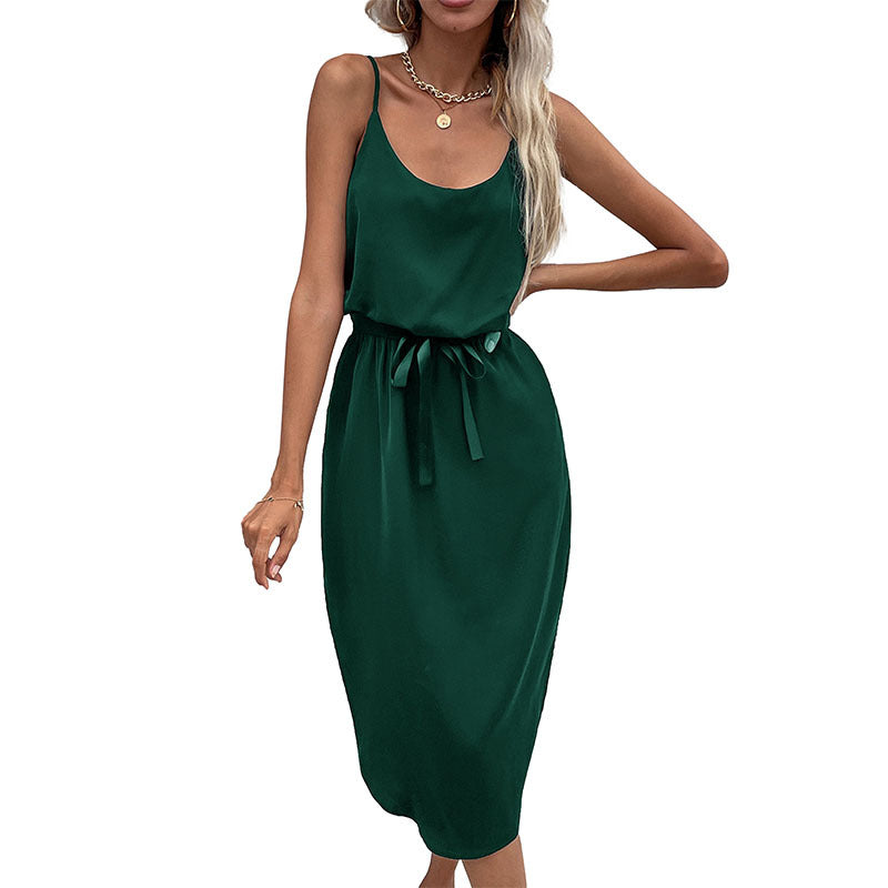Damen Midikleid Taillenknoten Satinoptik Norvielle
