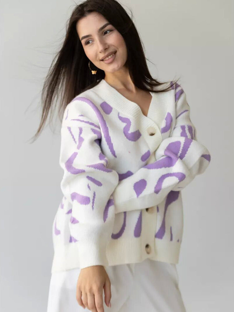 Damen Strickcardigan Einzigartiges Muster Beige