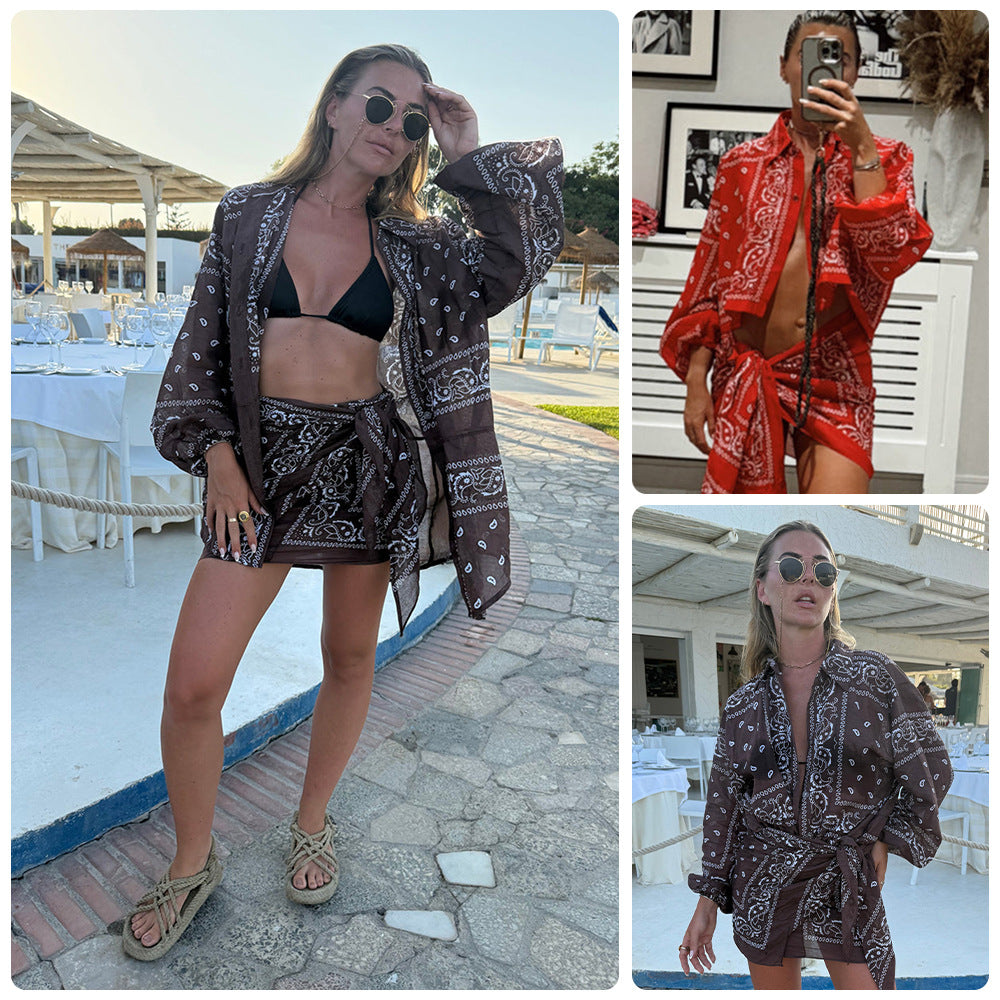 Damen Kimono-Jacke Bandana-Optik Tailliert Norvielle - Norvielle