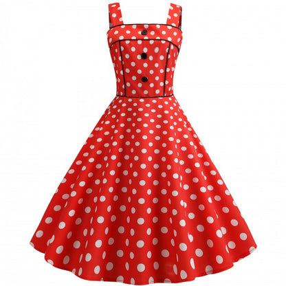 Damen Swingkleid mit Punkten Tailliert