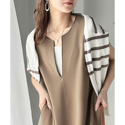 Damen Midi-Kleid V-Ausschnitt mit Seitentaschen Norvielle