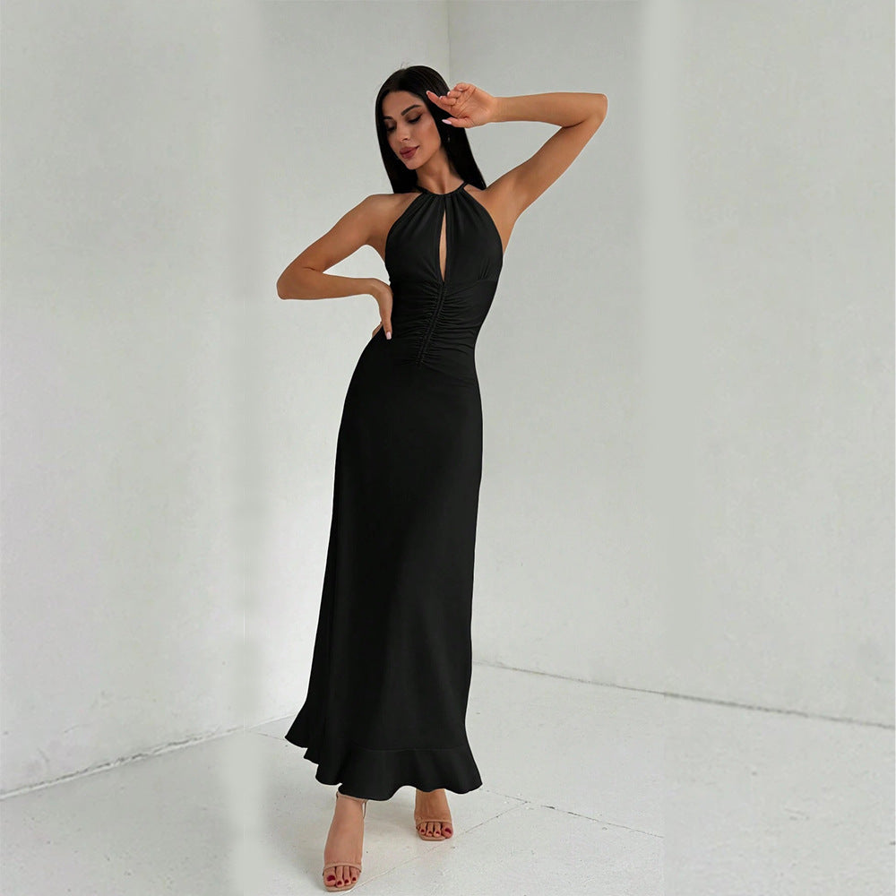 Damen Maxikleid mit V-Ausschnitt und fließendem Saum Norvielle