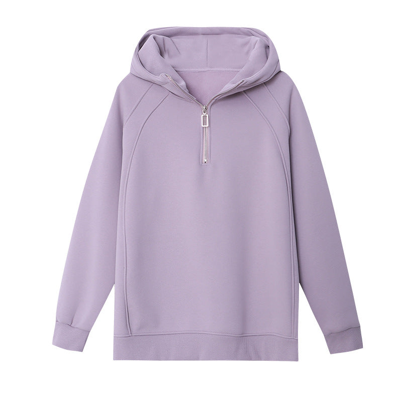 Damen Hoodie Bequem Halb-Reißverschluss Norvielle