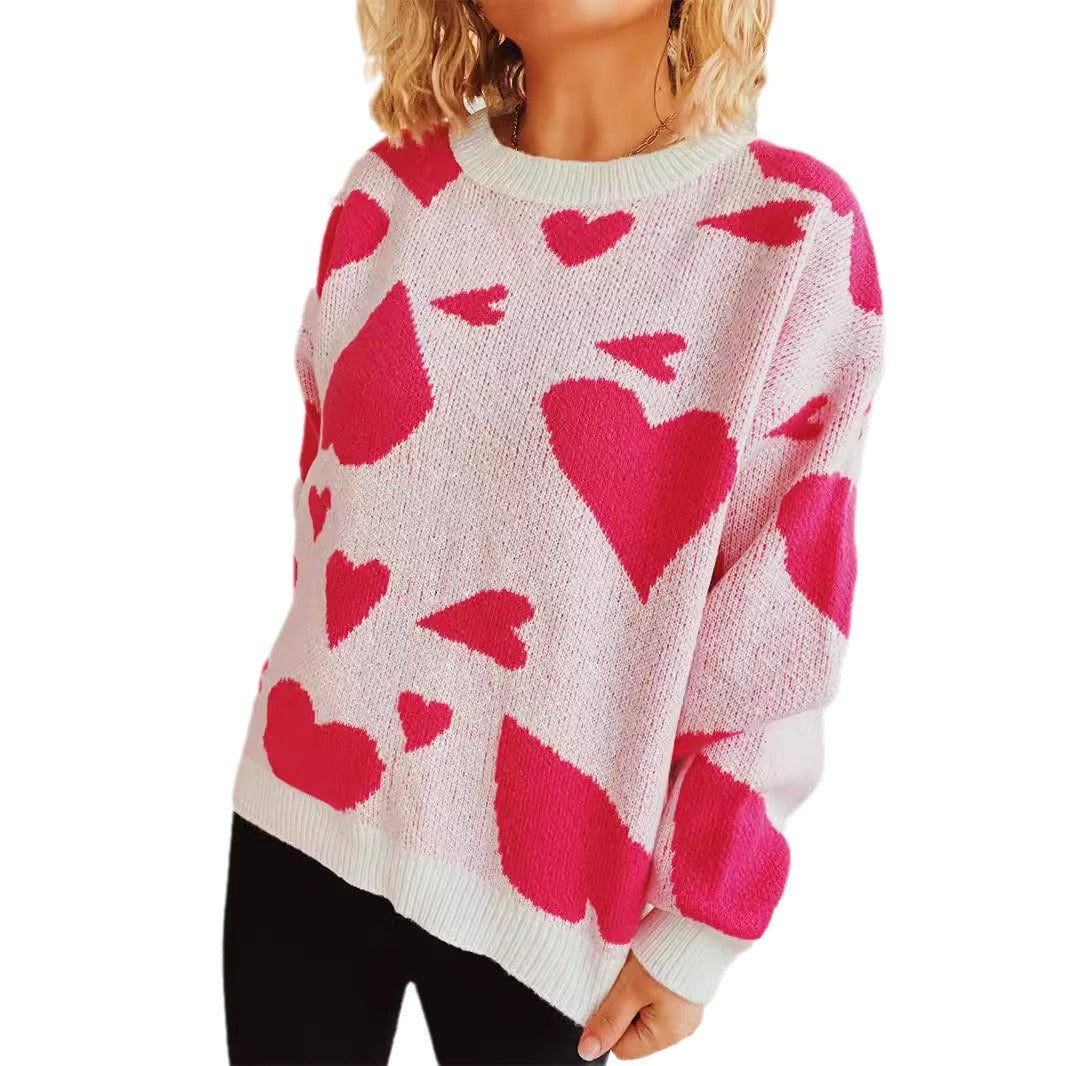Damen Pullover Herzmuster Weitschnitt Norvielle