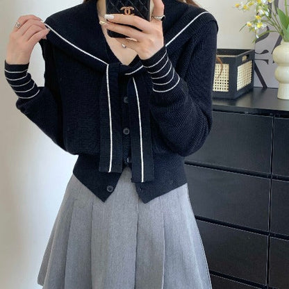 Damen Strickjacke Dekorativer Kragen Knöpfe Norvielle