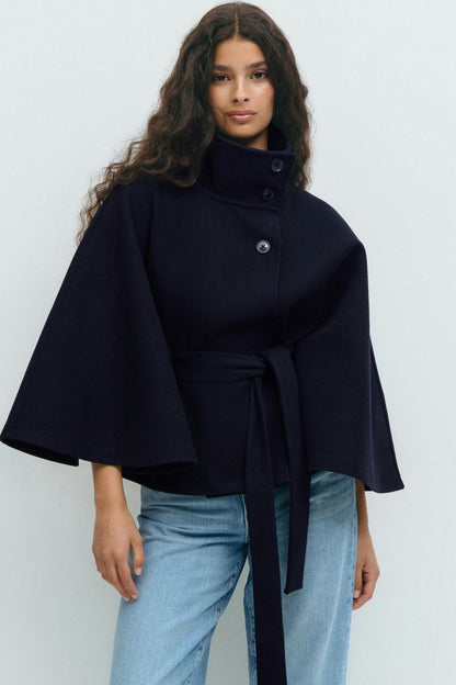 Damen Cape-Jacke mit Gürtel Norvielle Elegantes Design