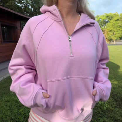Damen Oversized Hoodie Kurzreißverschluss Kängurutasche Norvielle