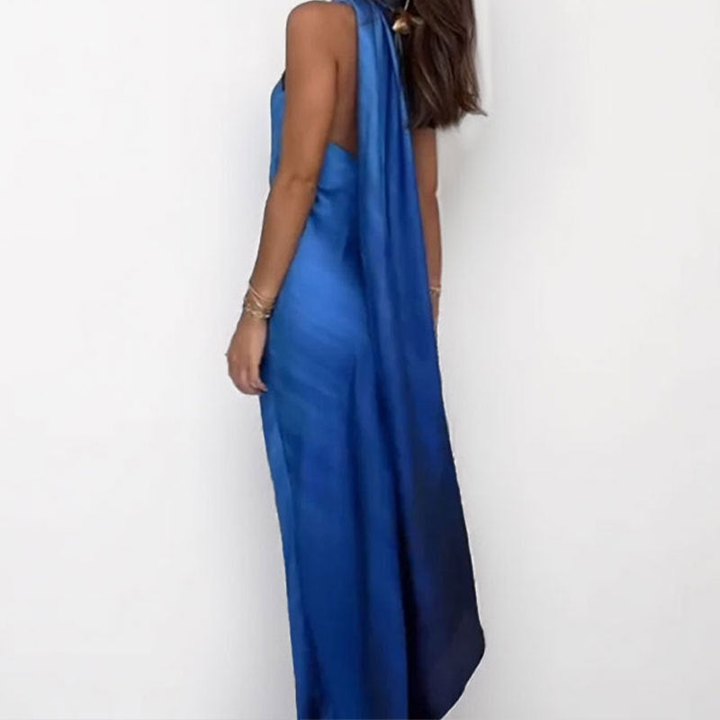 Damen Maxikleid Schulterfrei Seidenstoff