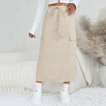 Damen Maxi-Rock Cargo-Taschen Verstellbarer Bund Norvielle