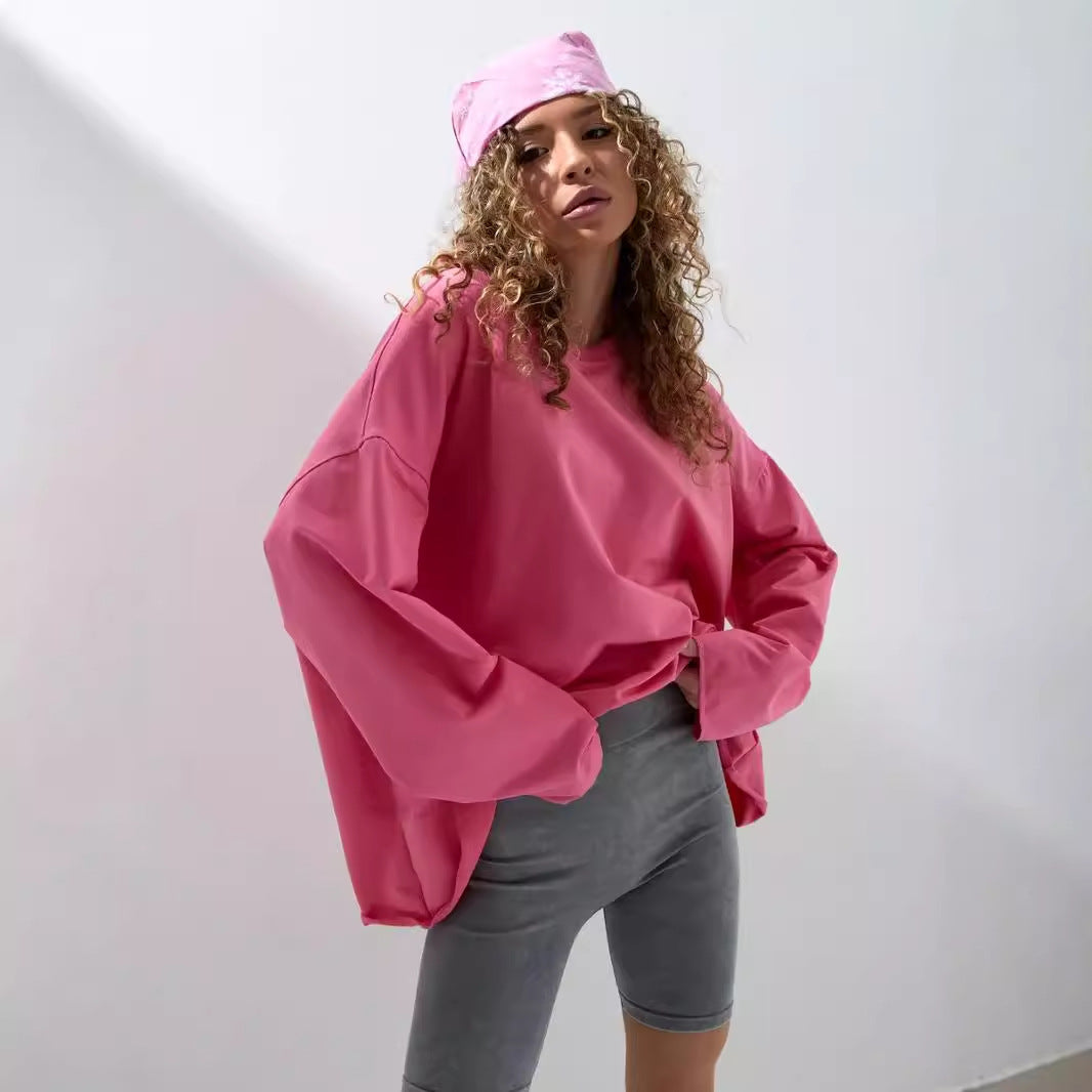 Damen Sweatshirt Übergroß Langärmlig Rundhalsausschnitt Norvielle - Norvielle