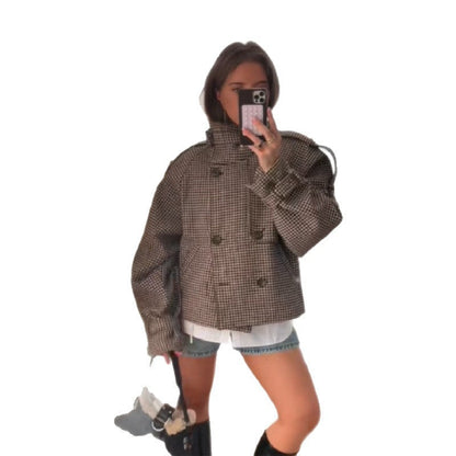 Damen Oversized Jacke Karomuster Norvielle