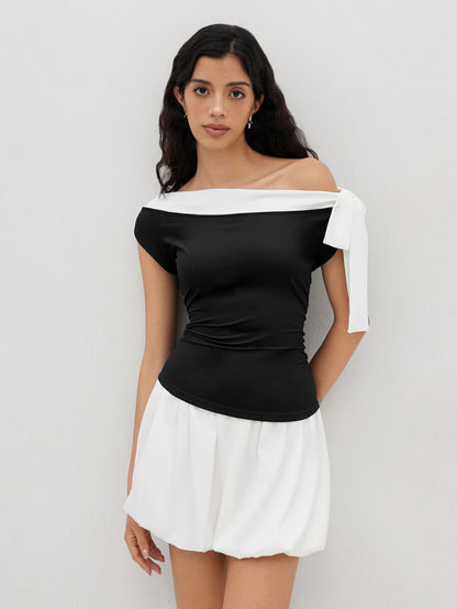 Damen Off-Shoulder mit Schleifenverschluss
