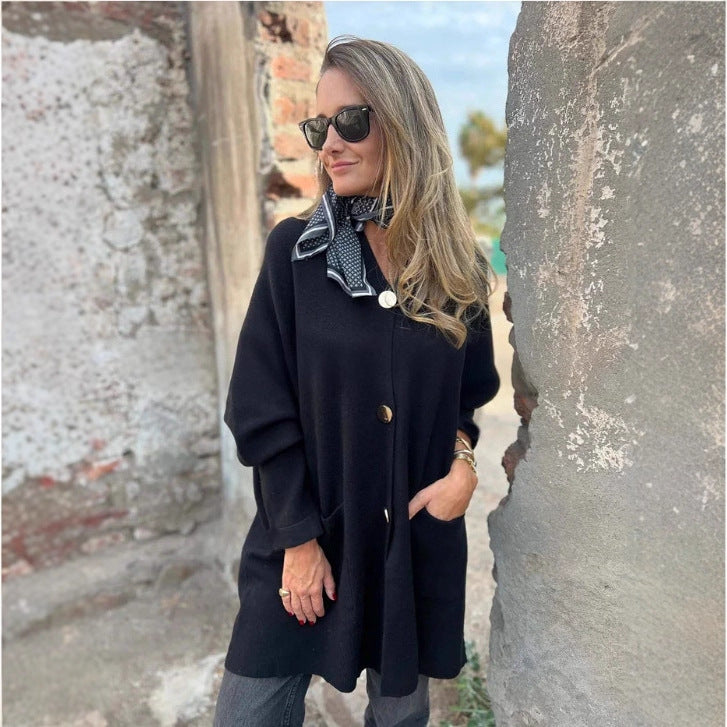 Damen Strickjacke mit Taschen und Knöpfen Elegant Beige - Norvielle