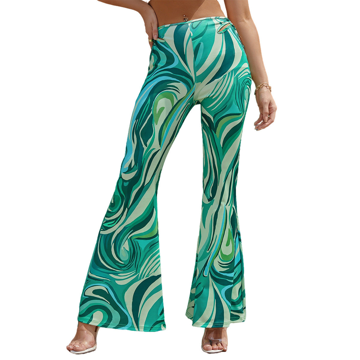 Damen Palazzo-Hose Wellenmuster Norvielle