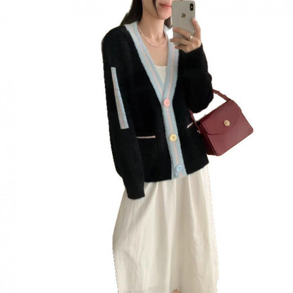 Damen Cardigan Bunt Knöpfe Taschen Norvielle