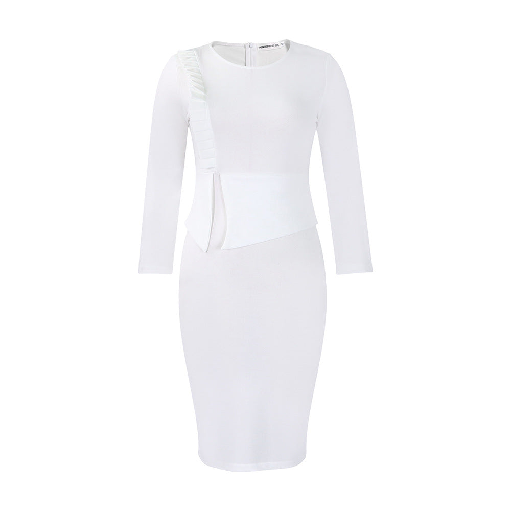 Damen Kleid Figurbetont Rüschendetails Tailleneinsatz Norvielle