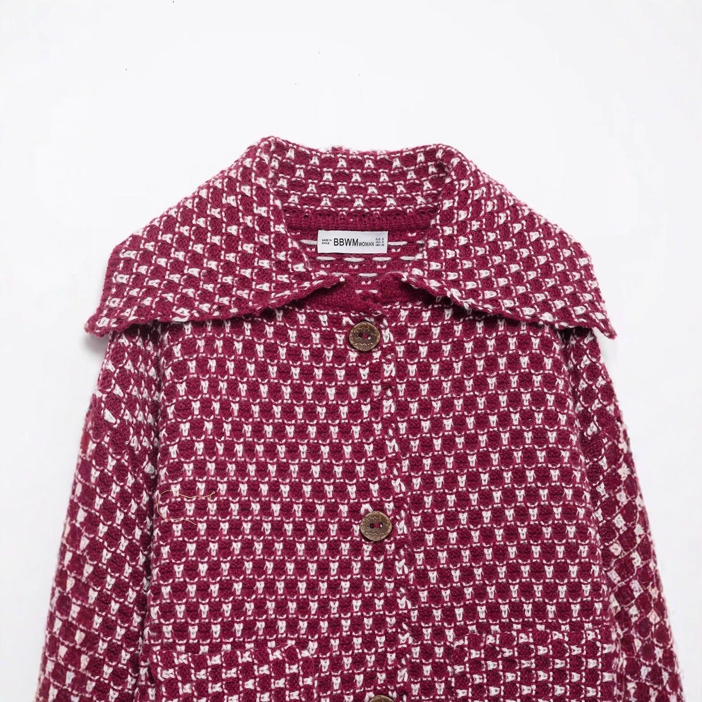 Damen Kurzjacke Kariert Knöpfe
