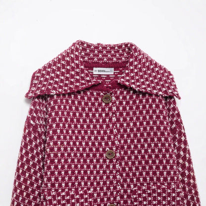 Damen Kurzjacke Kariert Knöpfe