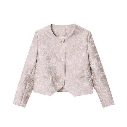 Damen Kurzjacke Strukturiert Florales Muster
