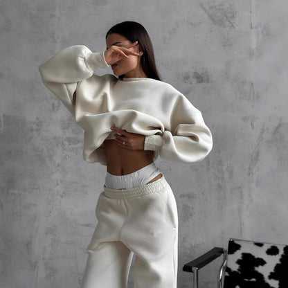 Damen Sportanzug Crop Weites Bein Norvielle