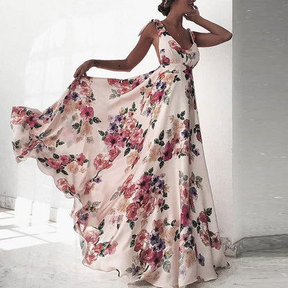 Damen Maxikleid Blumendruck Fließender Schnitt Norvielle - Norvielle