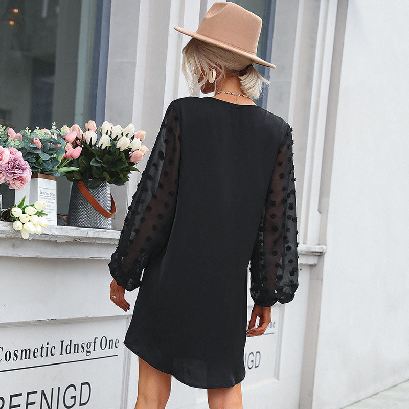 Damen Kleid mit Puffärmeln und Taillierung Norvielle