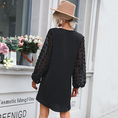 Damen Kleid mit Puffärmeln und Taillierung Norvielle