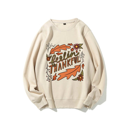 Damen Sweatshirt Bunt Herbstmotiv Baumwolle
