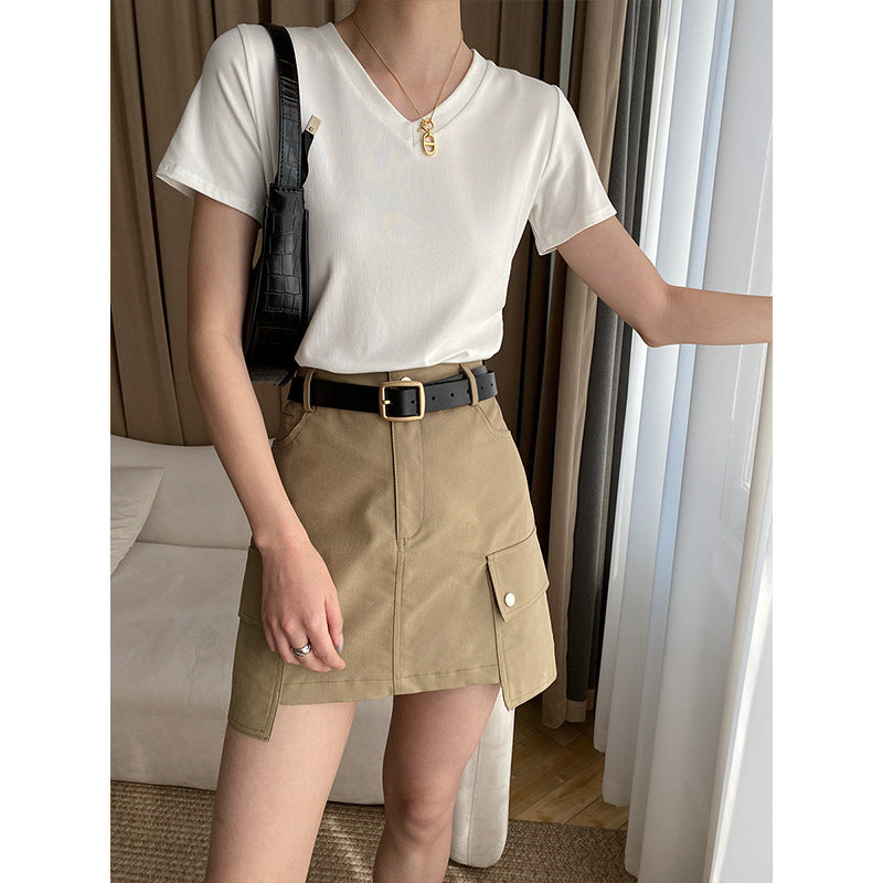 Damen Utility-Rock mit Taschen und hohem Bund Norvielle