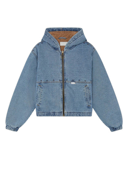Damen Jeansjacke Kapuze Taschen Norvielle
