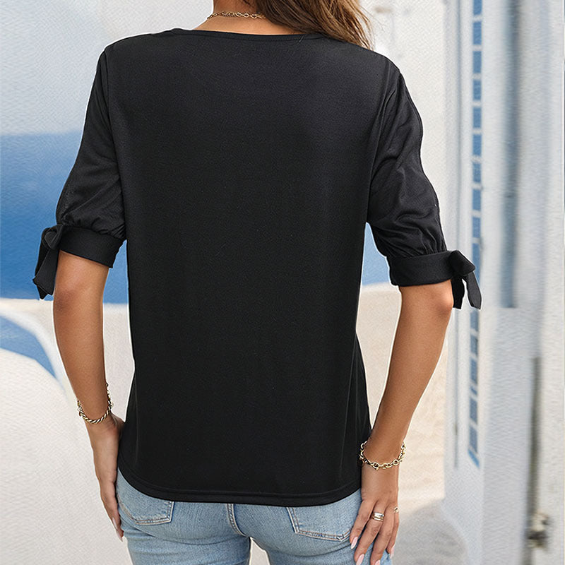 Damen Oberteil mit Rüschendetails und Knöpfen