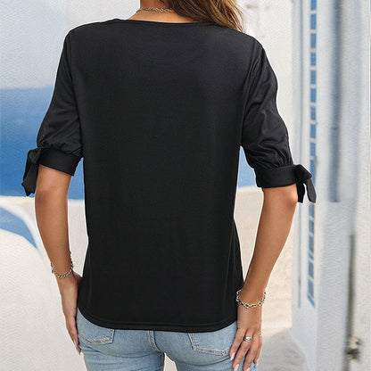 Damen Oberteil mit Rüschendetails und Knöpfen