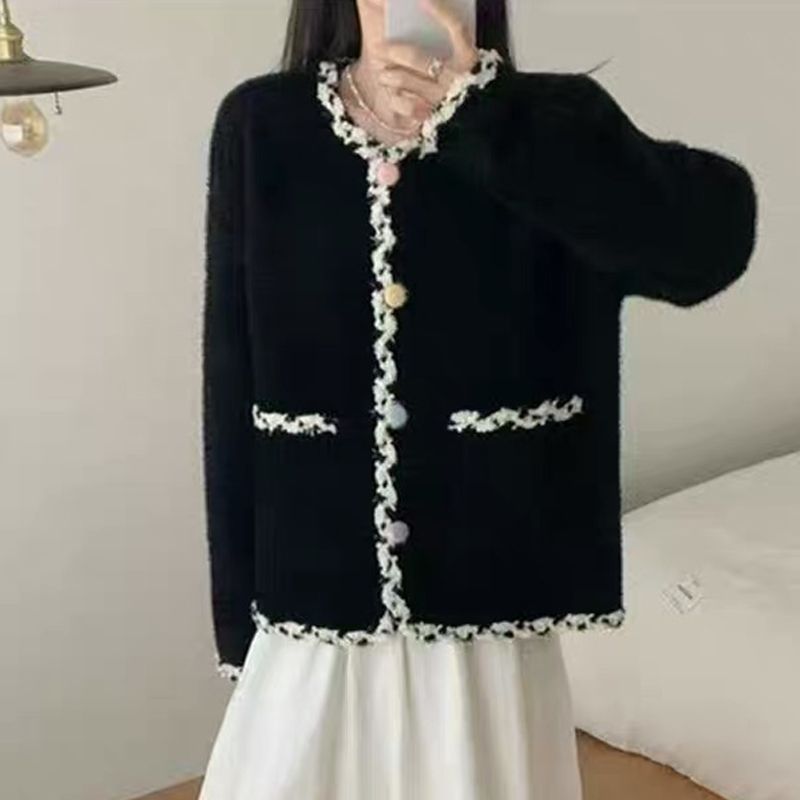 Damen Kuscheljacke Elegant Kontrast Akzente Norvielle