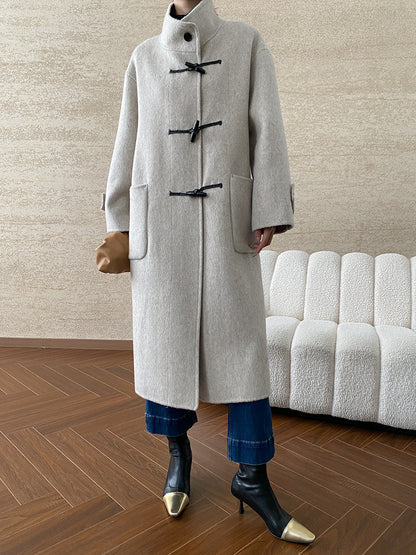Damen Duffle-Coat Lang Weiches Material Norvielle
