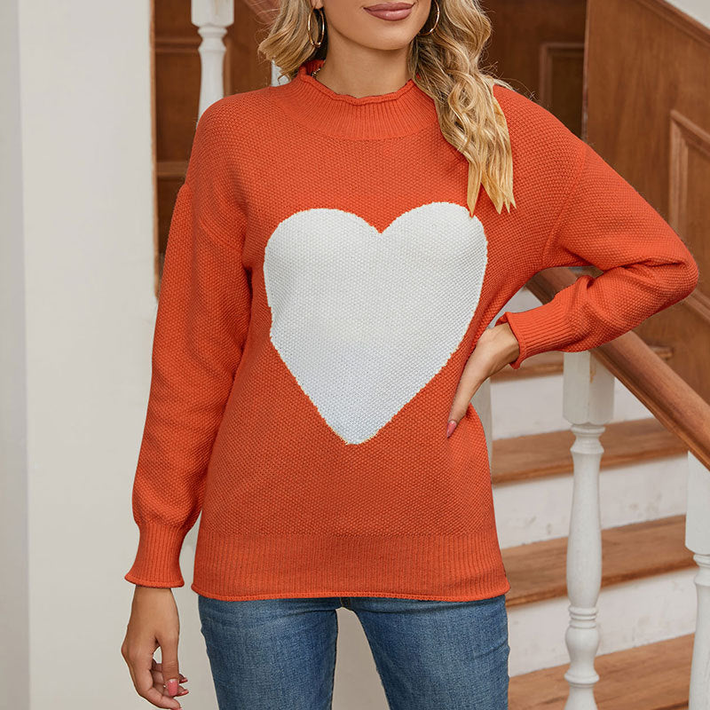 Damen Pullover Herz-Print Norvielle