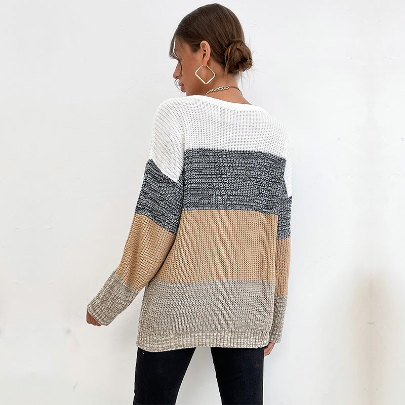 Damen Strickpullover Lässig Blockfarben Norvielle