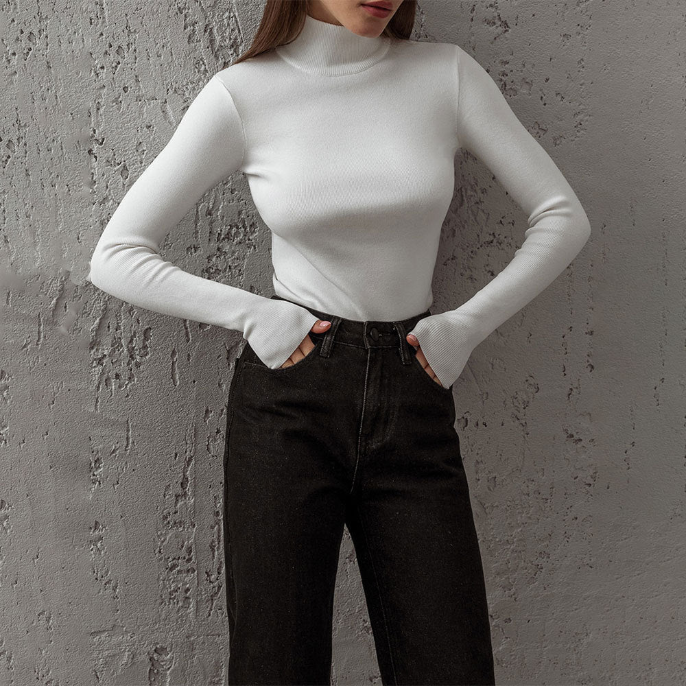 Damen Rollkragenpullover Feines Strickmaterial Beige