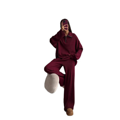 Damen Strickjogging-Set mit hohem Kragen und Reißverschluss Norvielle