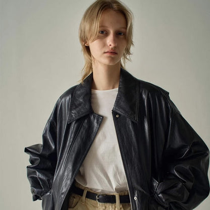 Damen Oversized Kunstlederjacke Norvielle -> Damen Kunstlederjacke