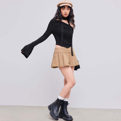 Damen Oberteil Asymmetrisch Halterdesign Elegante Drapierung