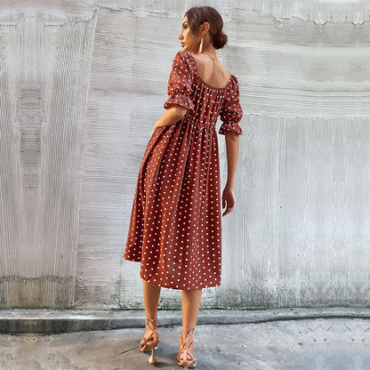 Damen Midi-Kleid Puffärmel Karomuster Norvielle