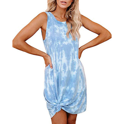 Damen Kurzarm-Kleid mit Knotendetail und tiefem Ausschnitt Norvielle