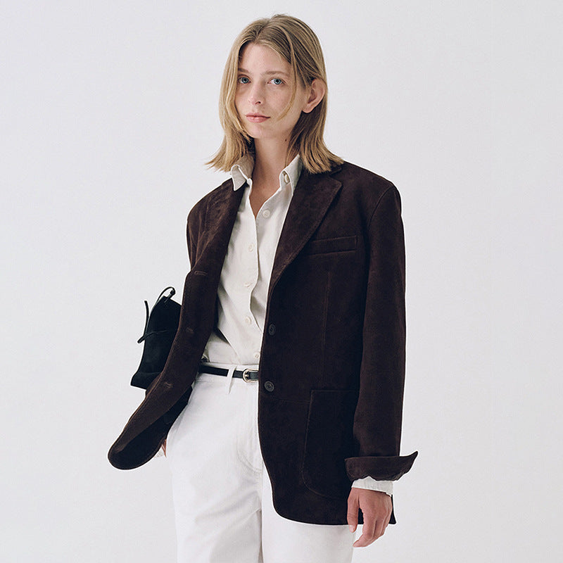 Damen Wildlederblazer mit Taschen Norvielle