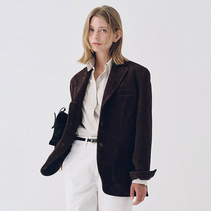 Damen Wildlederblazer mit Taschen Norvielle