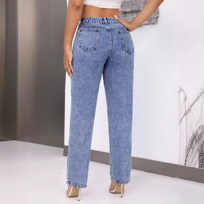 Damen High-Waisted Jeans Weites Bein Norvielle