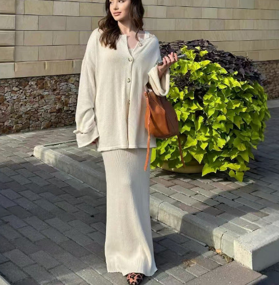 Damen Strickkleid mit Cardigan Überwurf Norvielle
