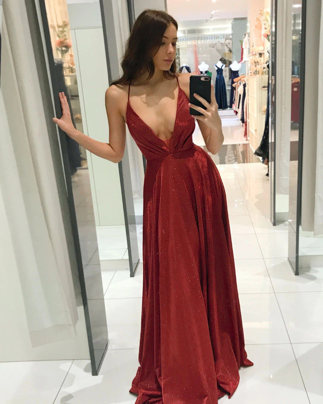 Damen Abendkleid V-Ausschnitt Fließend Norvielle