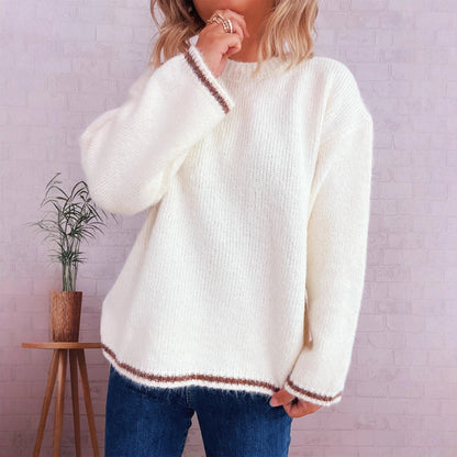 Damen Strickpullover Weiches Material Lässiger Schnitt Beige