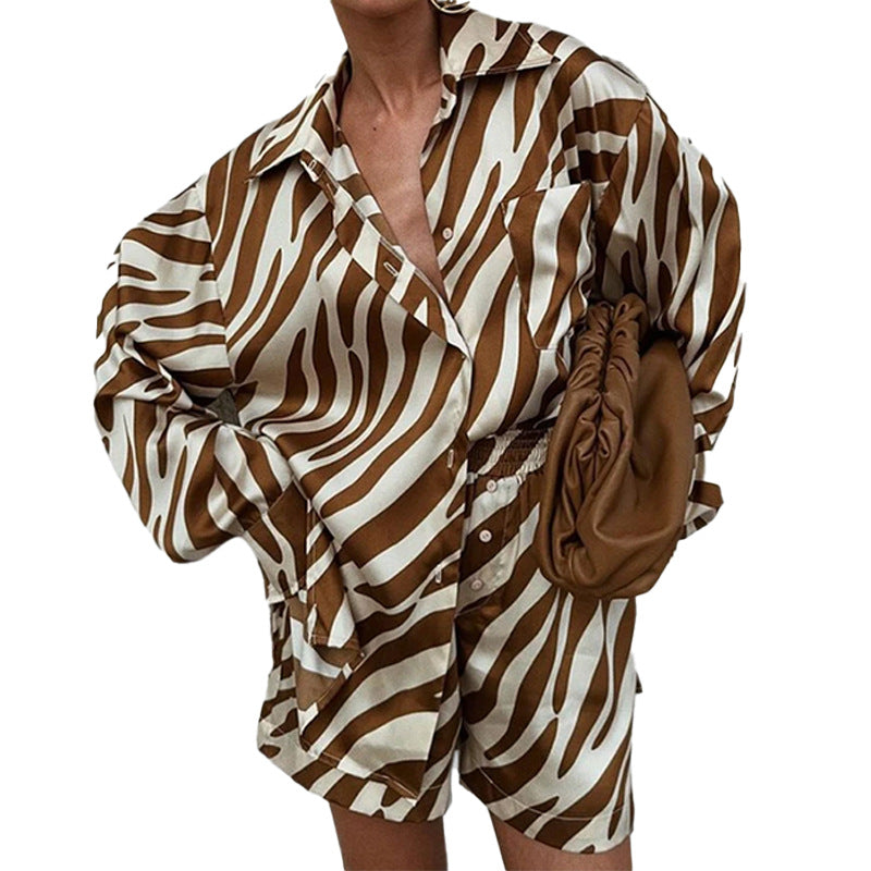 Damen Oversized Hemd mit Zebrastreifenmuster