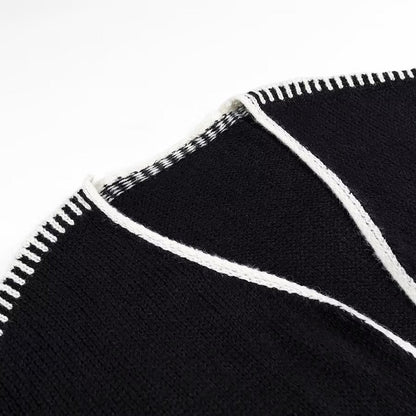 Damen Strickjacke Offen mit Kontrastnähten Norvielle